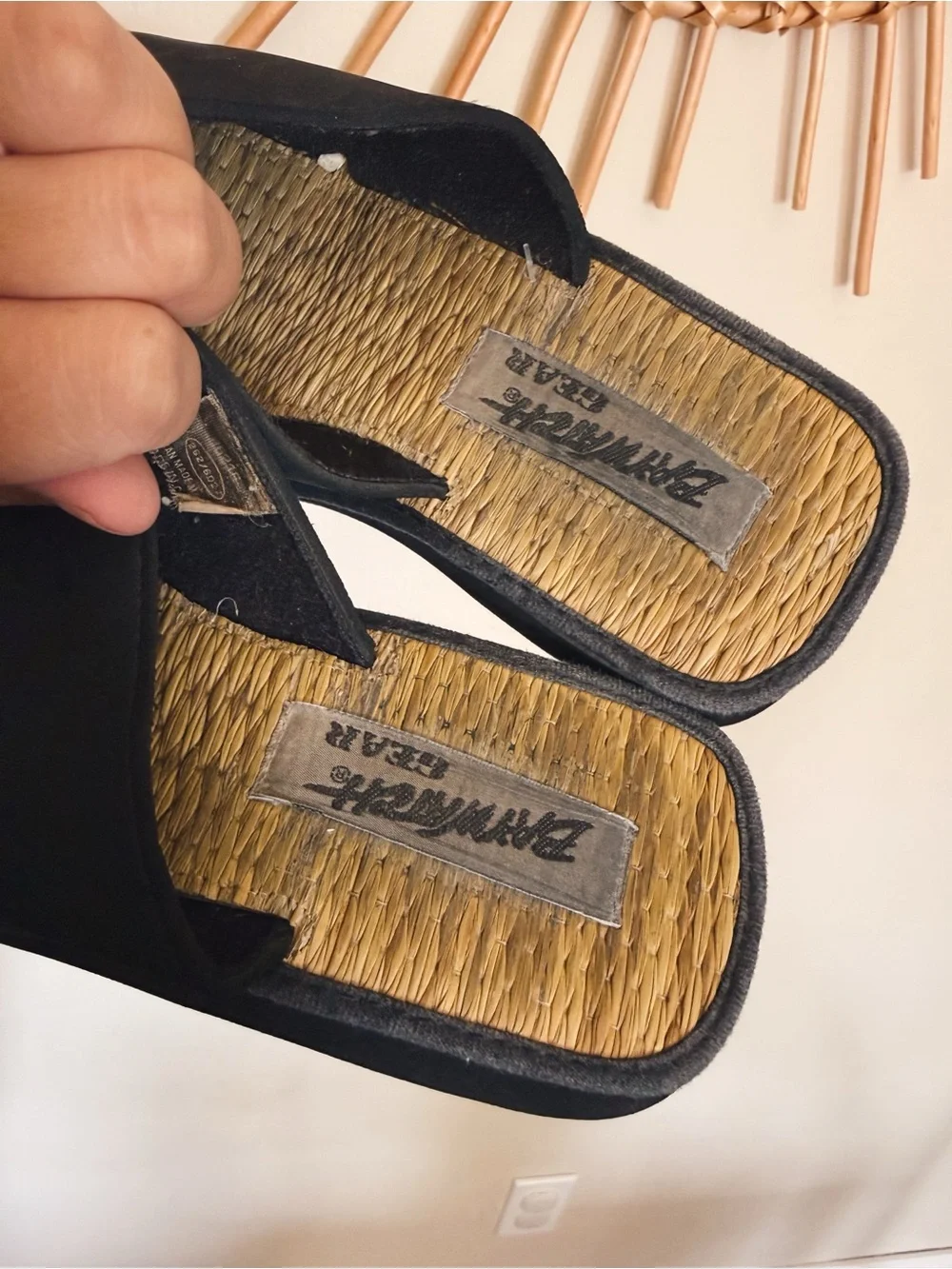 Black Platform Sandals with Woven Footbed
